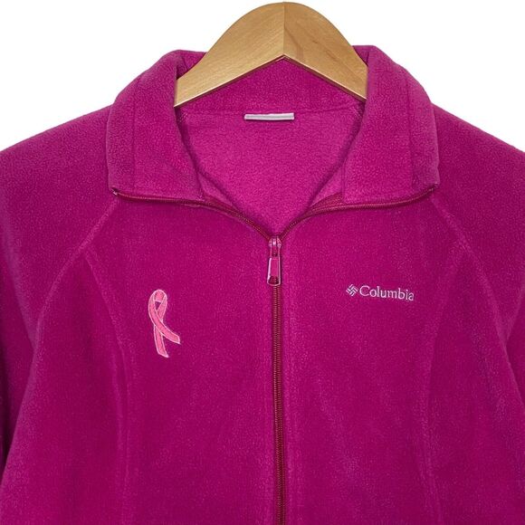 Columbia Womens Full Zip Fleece Jacket Breast Cancer Awareness Pink Size Medium - Picture 3 of 9